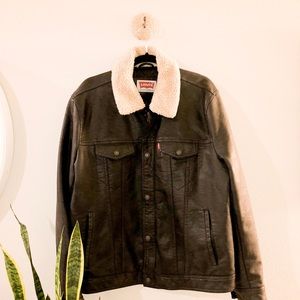 Levi’s Leather Sherpa Trucker Jacket